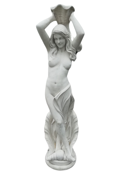 Statue de jardin en pierre Femme Debout sur Coquillage